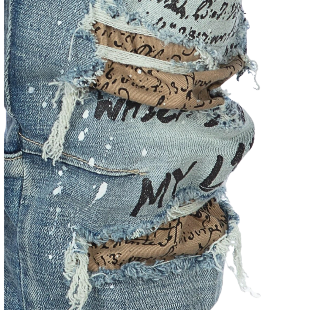 Graffiti Splatter Distressed Jeans